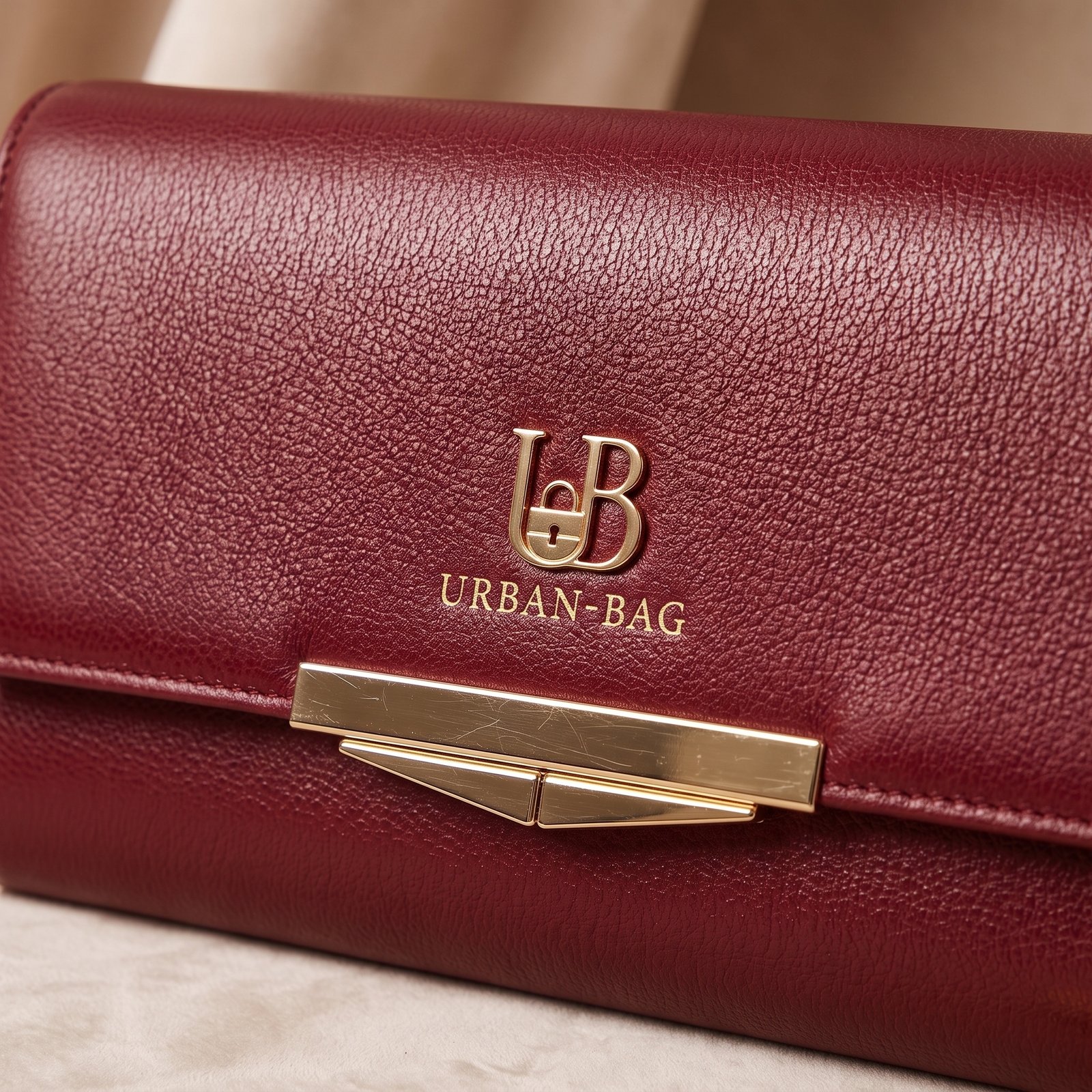Urban-Bag Crimson Pebbled Leather Envelope Evening Clutch & Chain Crossbody - Image 3