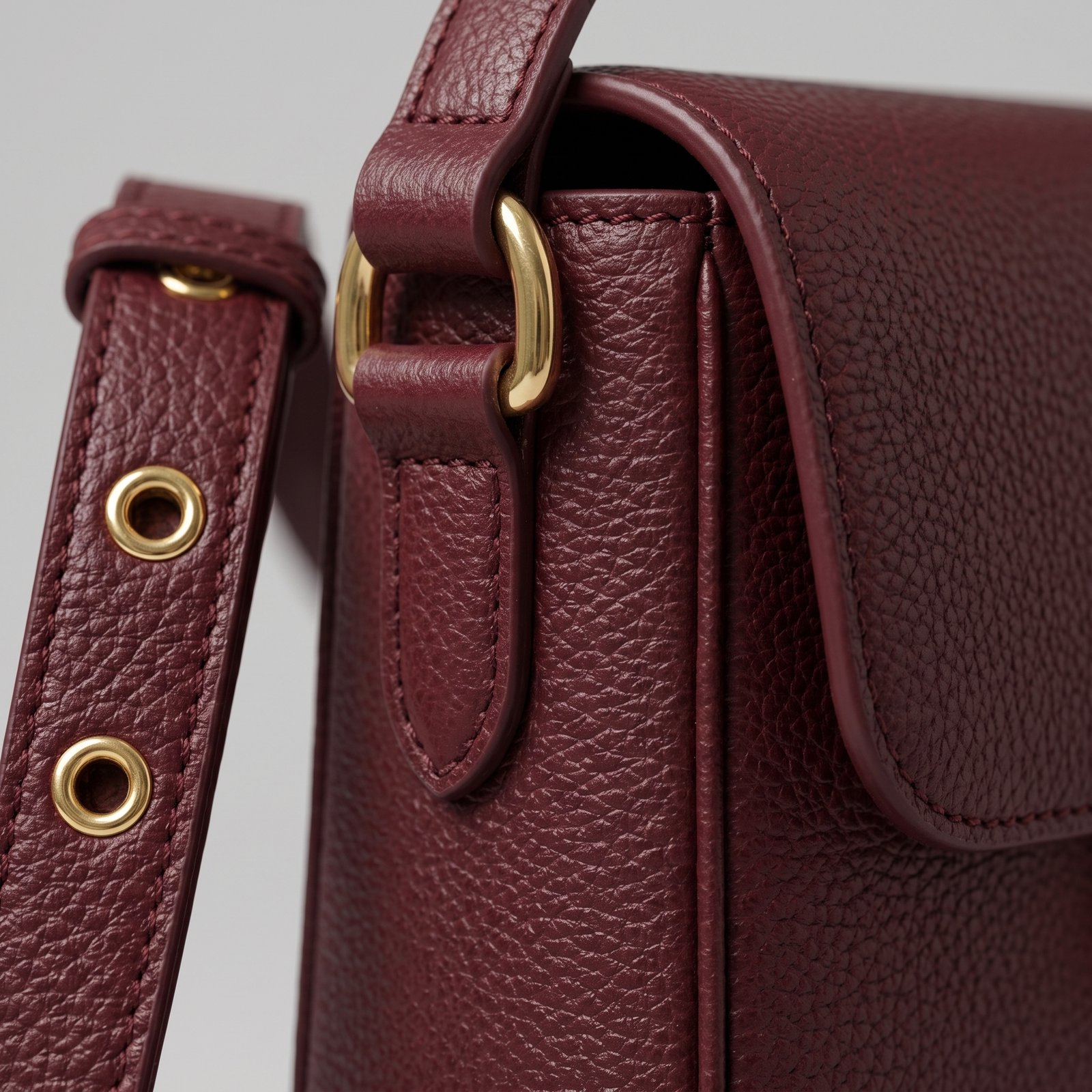 Urban-Bag Bordeaux Pebbled Leather Crossbody Satchel - Image 3