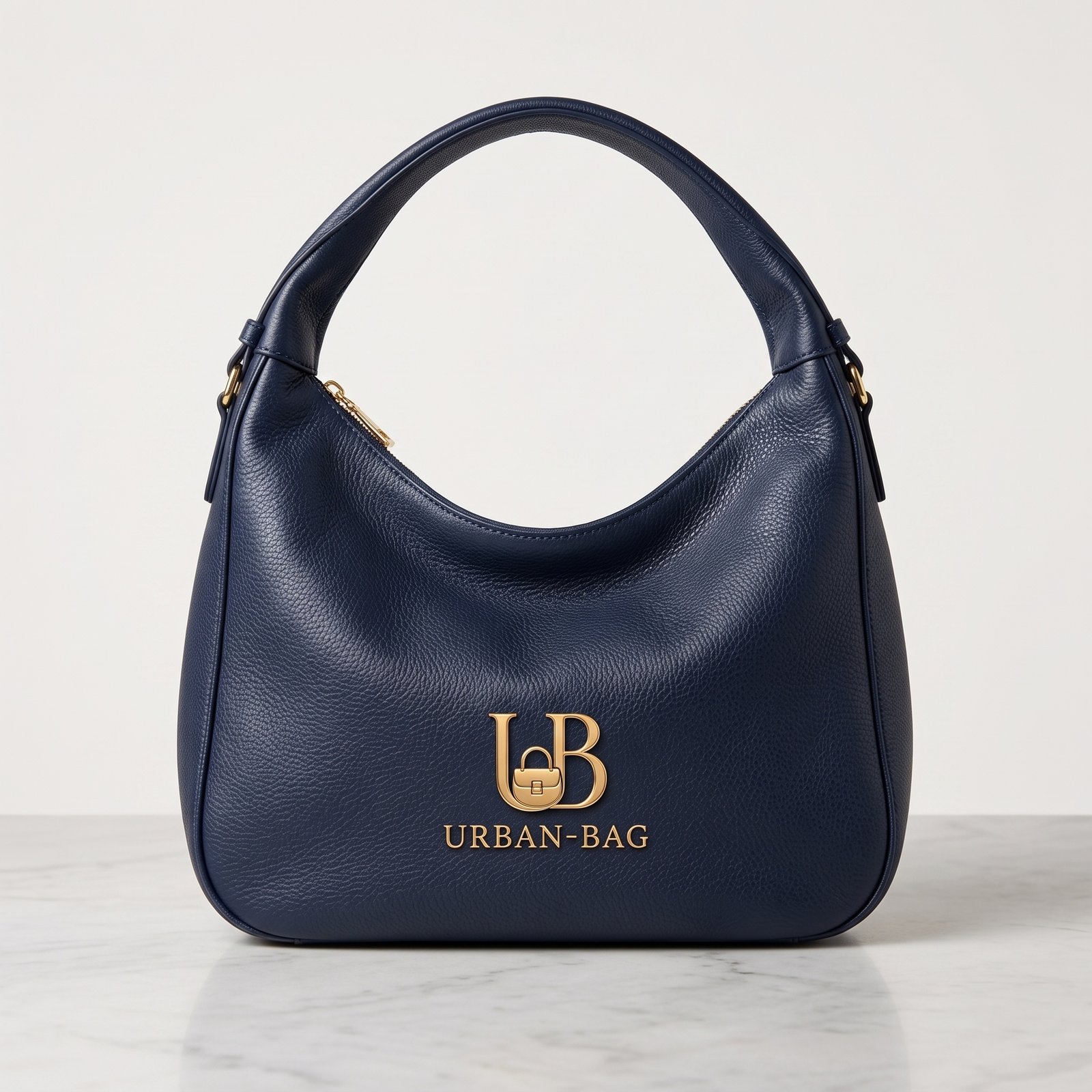 Urban-Bag Midnight Navy Pebbled Leather Crescent Hobo Bag