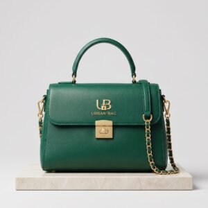 Urban-Bag Emerald Green Smooth Leather Top-Handle Satchel & Chain Crossbody