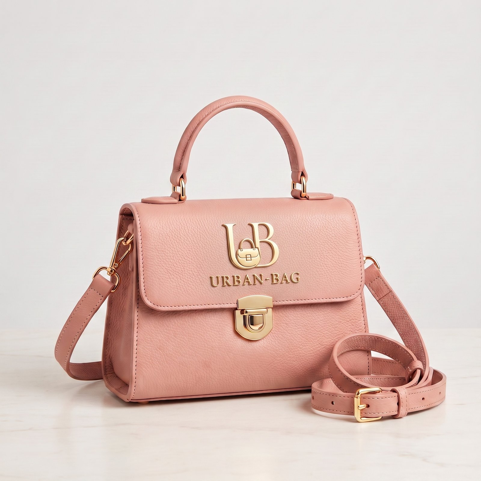 Urban-Bag Blush Pebbled Convertible Top-Handle Satchel