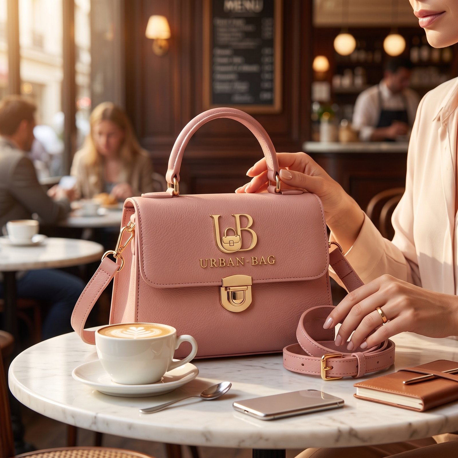 Urban-Bag Blush Pebbled Convertible Top-Handle Satchel - Image 4