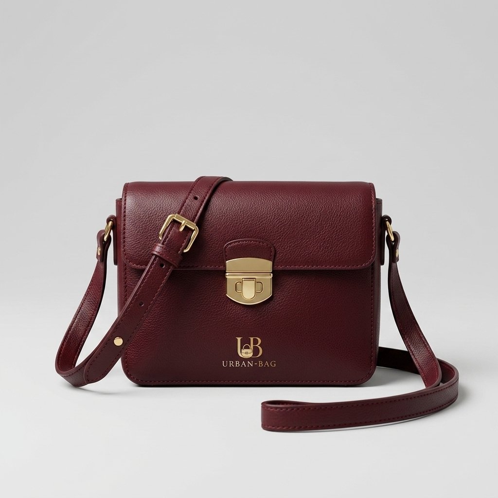 Urban-Bag Bordeaux Pebbled Leather Crossbody Satchel