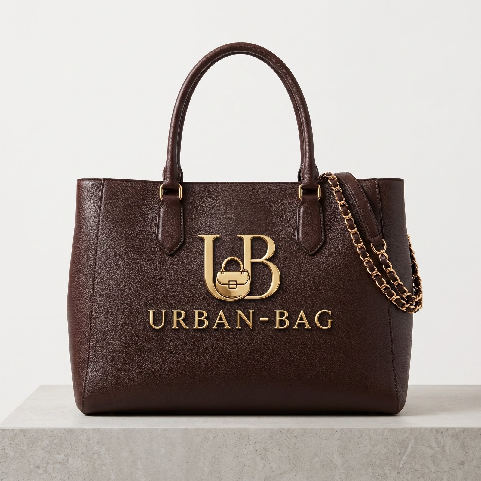 Urban-Bag Espresso Pebbled Leather Structured Satchel