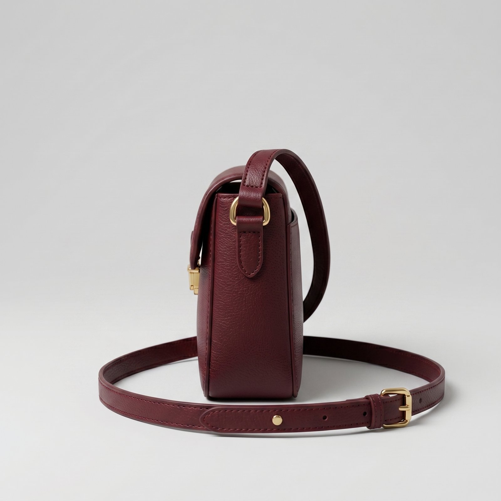 Urban-Bag Bordeaux Pebbled Leather Crossbody Satchel - Image 2