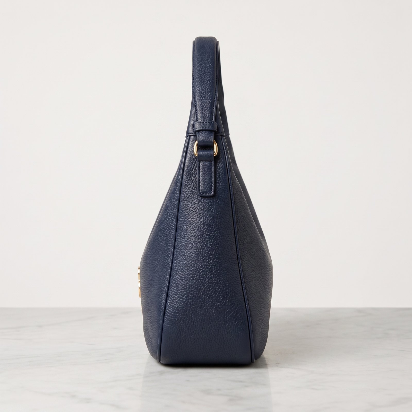 Urban-Bag Midnight Navy Pebbled Leather Crescent Hobo Bag - Image 2
