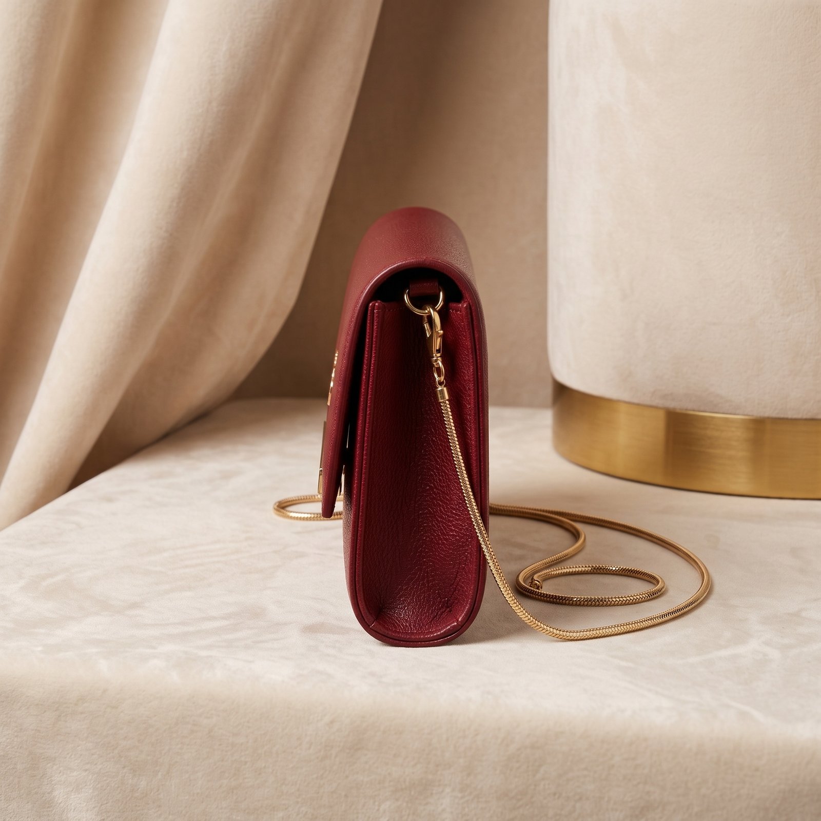 Urban-Bag Crimson Pebbled Leather Envelope Evening Clutch & Chain Crossbody - Image 2