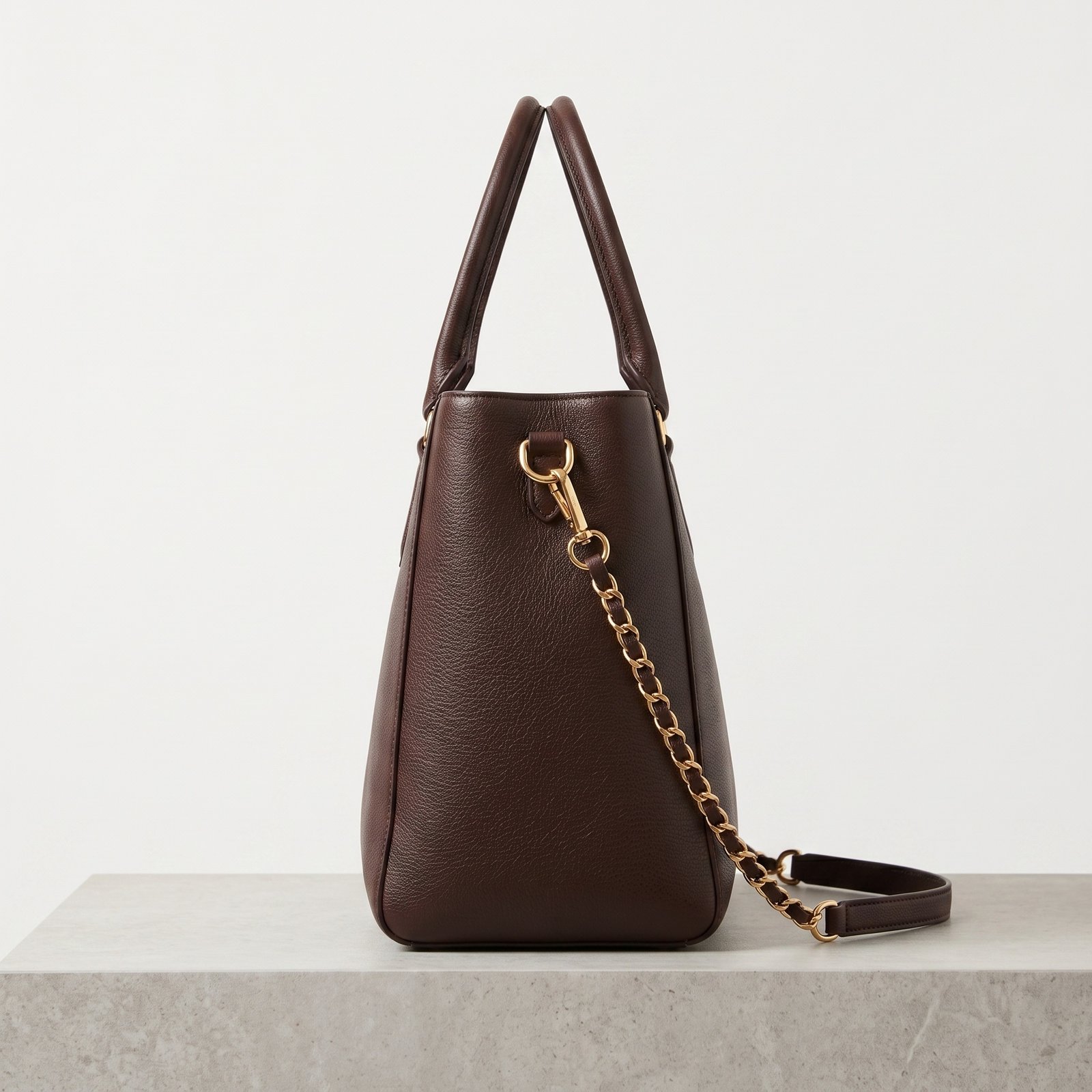 Urban-Bag Espresso Pebbled Leather Structured Satchel - Image 2