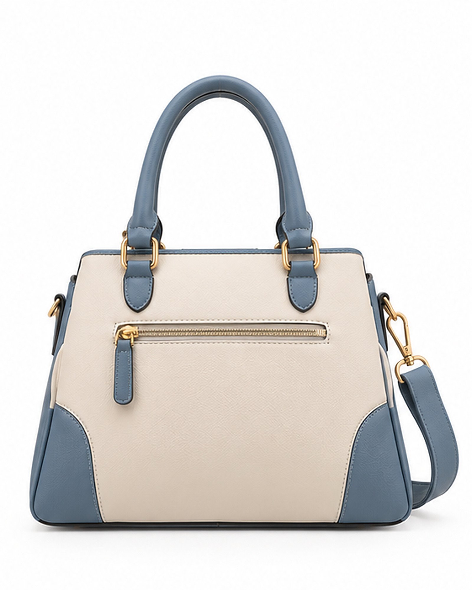 Urban Bag Cream and Dusty Blue Top Handle Satchel Bag - Image 2