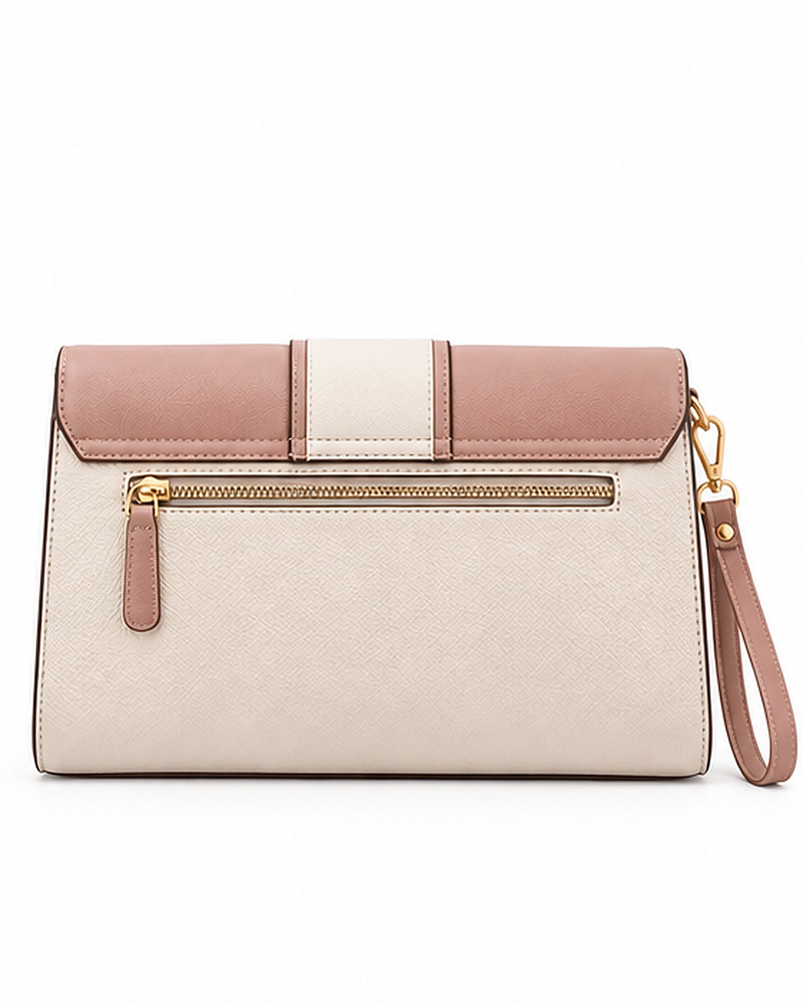 Urban Bag Dusty Rose and Cream Envelope Clutch with Wristlet Strap - Image 2