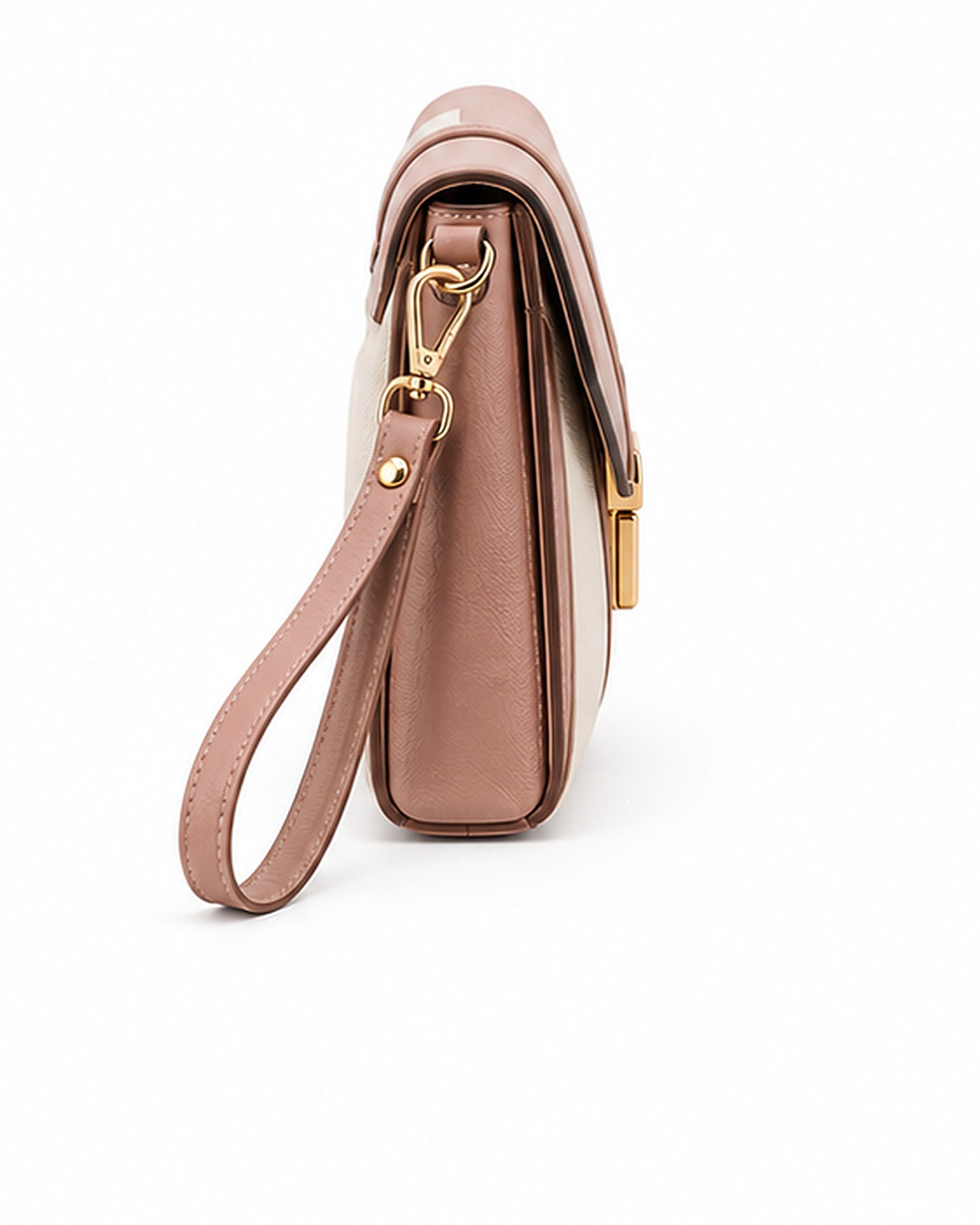 Urban Bag Dusty Rose and Cream Envelope Clutch with Wristlet Strap - Image 3