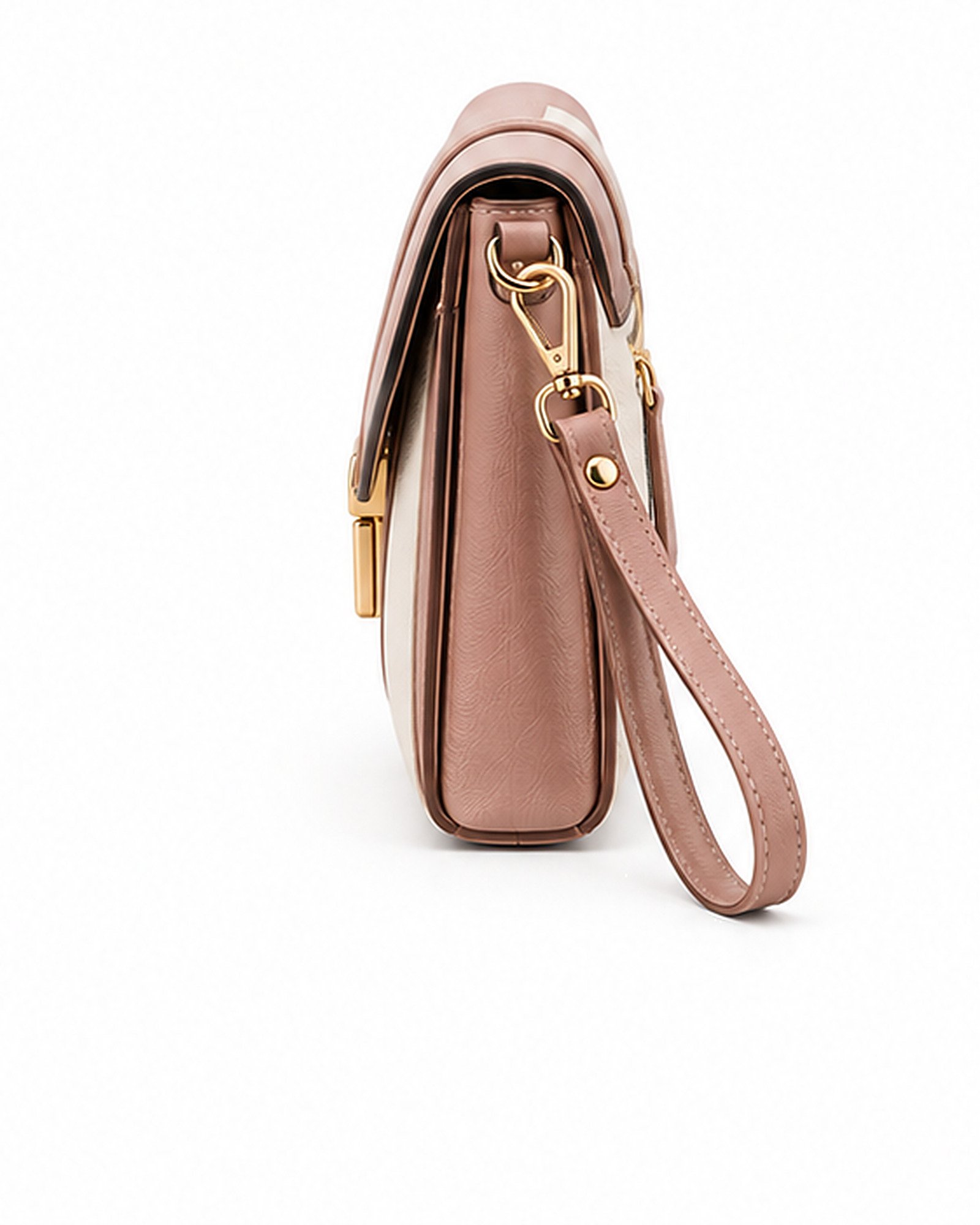 Urban Bag Dusty Rose and Cream Envelope Clutch with Wristlet Strap - Image 4