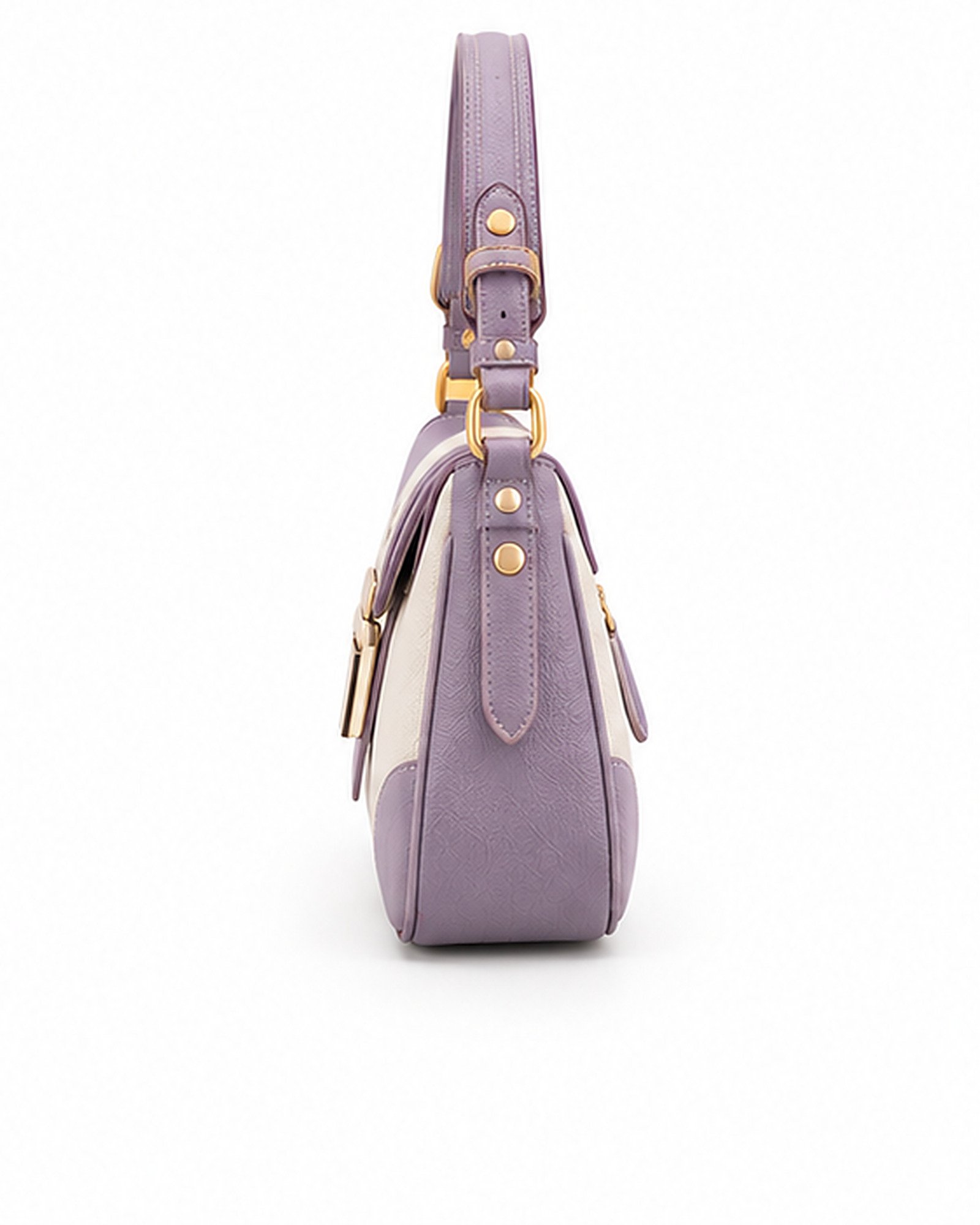 Urban Bag Lavender and Cream Baguette Shoulder Bag - Image 4