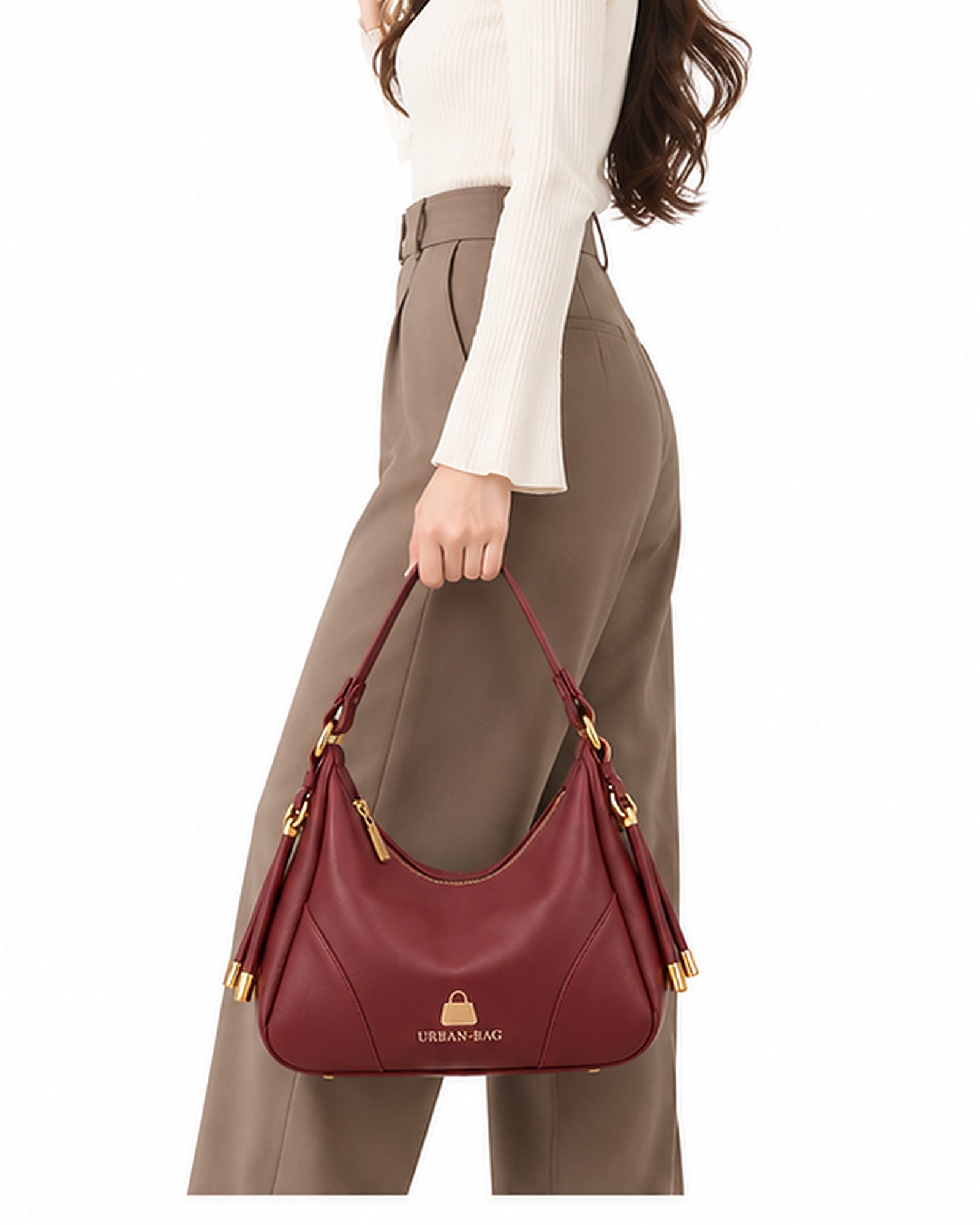 Urban Bag Burgundy Hobo Shoulder Bag - Image 5