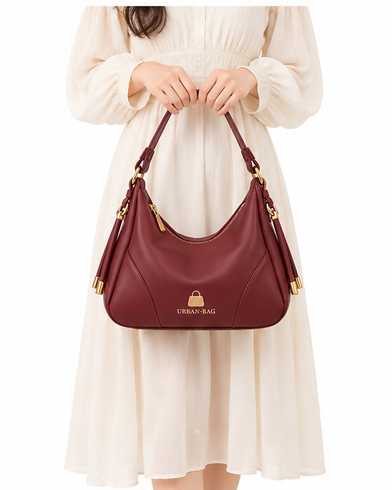 Urban Bag Burgundy Hobo Shoulder Bag - Image 8